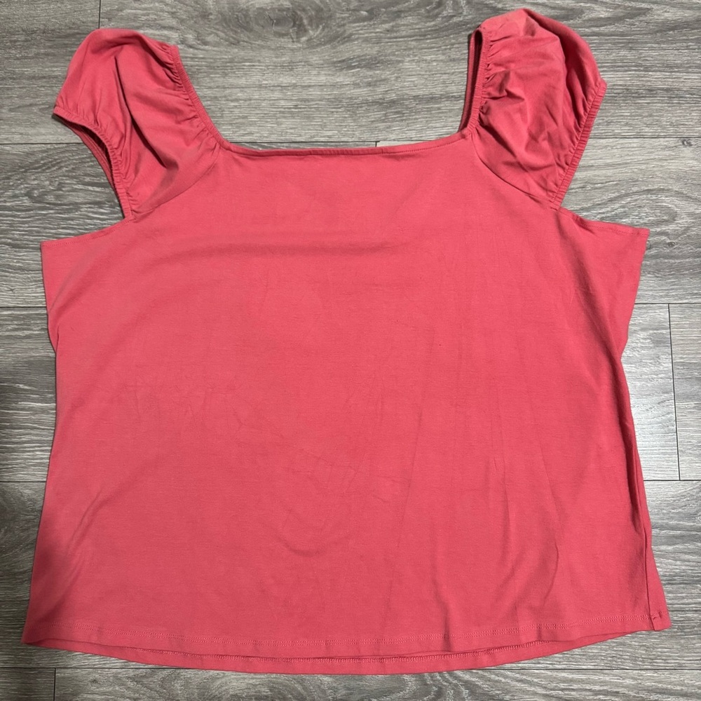24/7 Maurices Plus Women Pink Wide Strap Elastic Hem Sleeve Boat‎ neck Blouse 3X